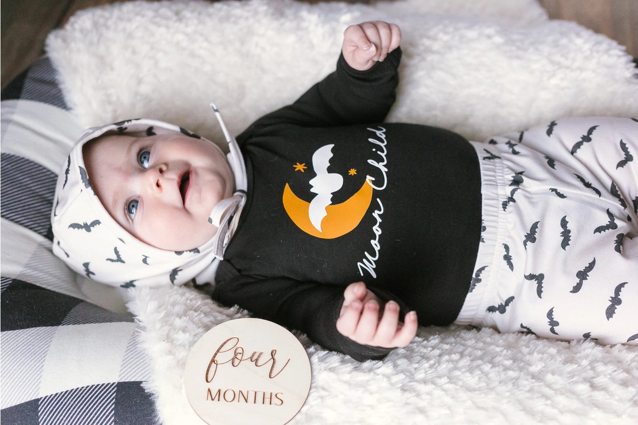 Moon Child Halloween Long Sleeve Bobysuit