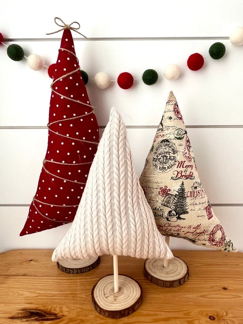 3 pc Vintage Print Christmas Tree Set