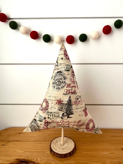 3 pc Vintage Print Christmas Tree Set